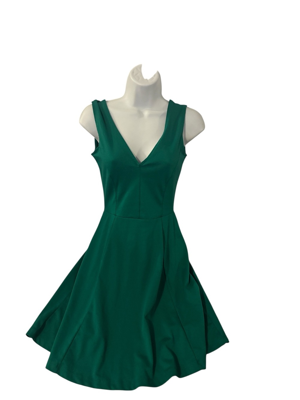 Vintage Deep Green V-Neck Fit & Flare Mini Dress - Picture 10 of 10